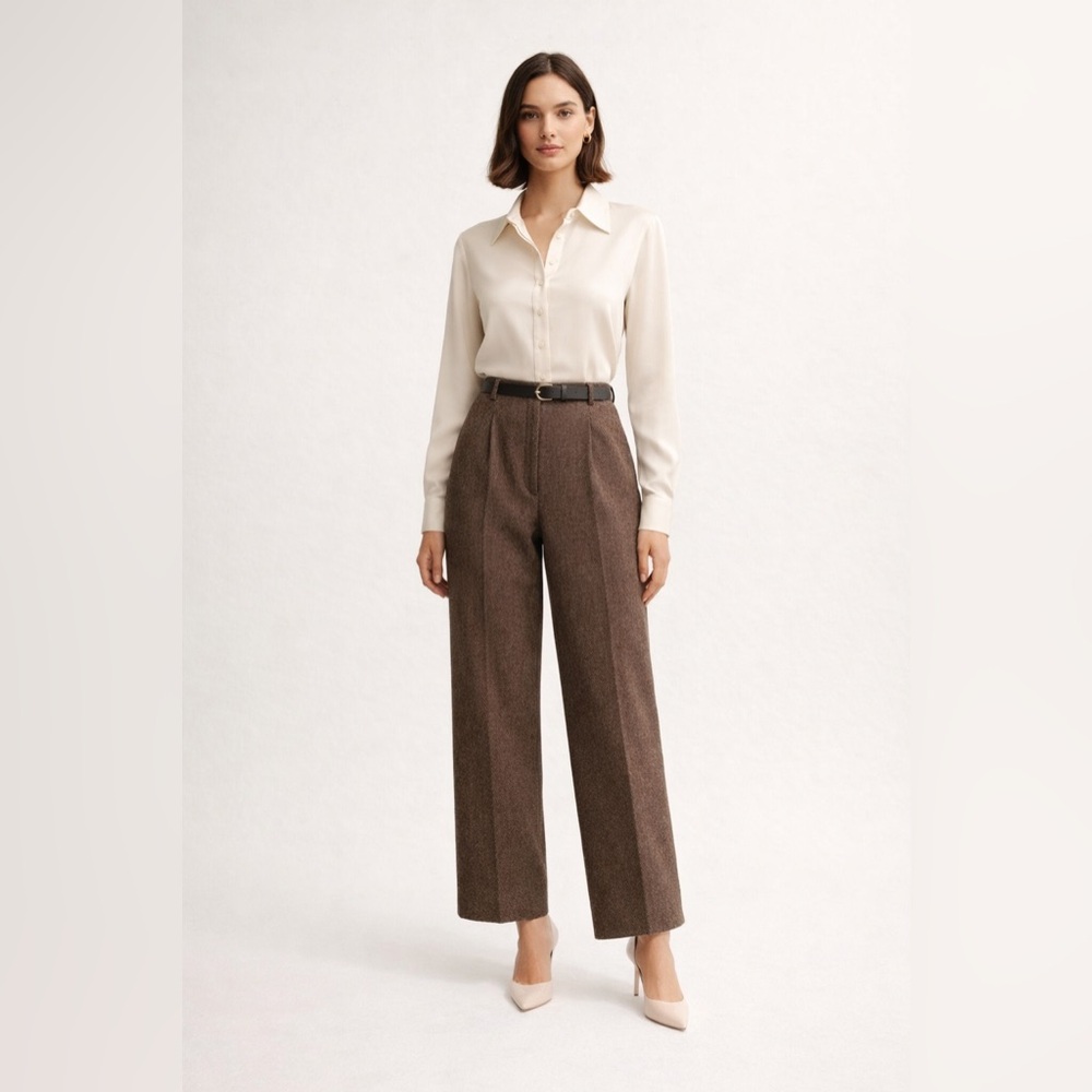 Pendleton Vintage Brown Wool Herringbone High Wai… - image 1